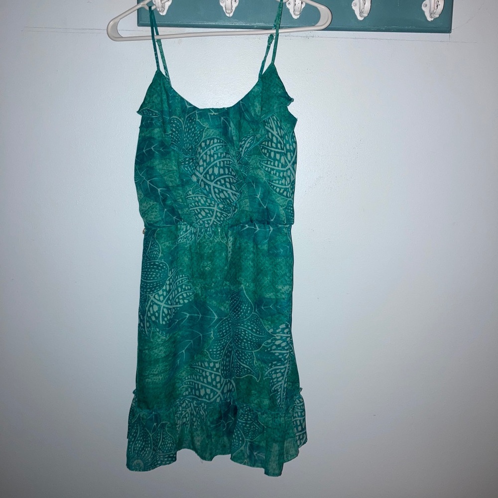 City trends Green leafy print dress size small